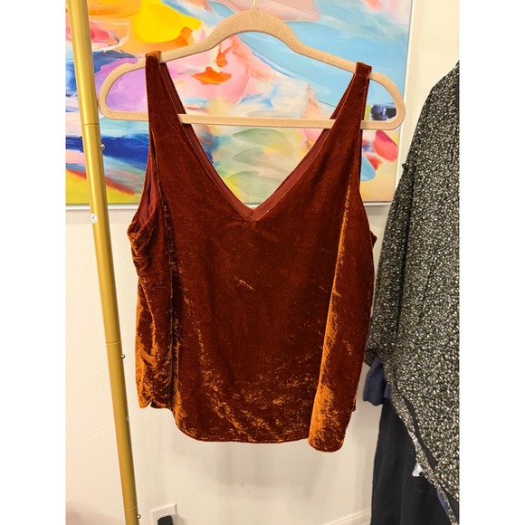 LOFT Tops - LOFT Rust Orange Velvet V-Neck Camisole Tank Top Medium
